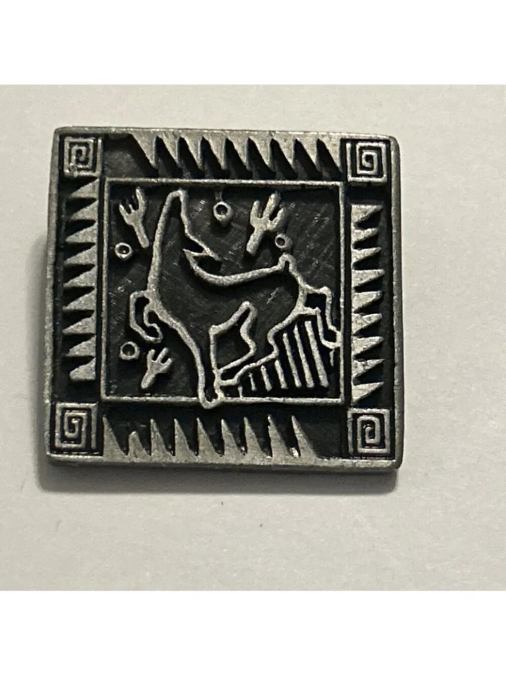 Coyote Wolf Square Heiroglyphic Pewter Bolo Tie Collectible Southwestern Arizona